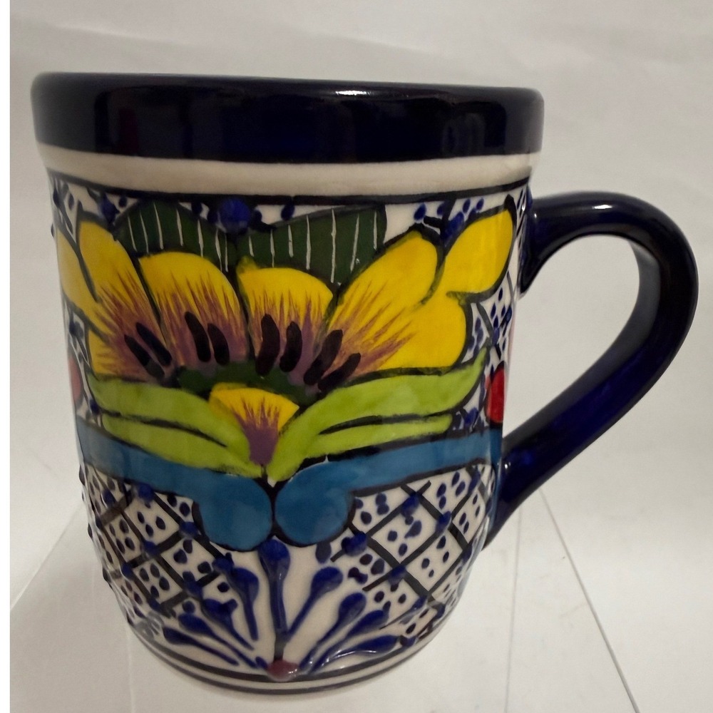 Authentic Hand-Painted Mexican Talavera Pottery Mug - Tlaquepaque -